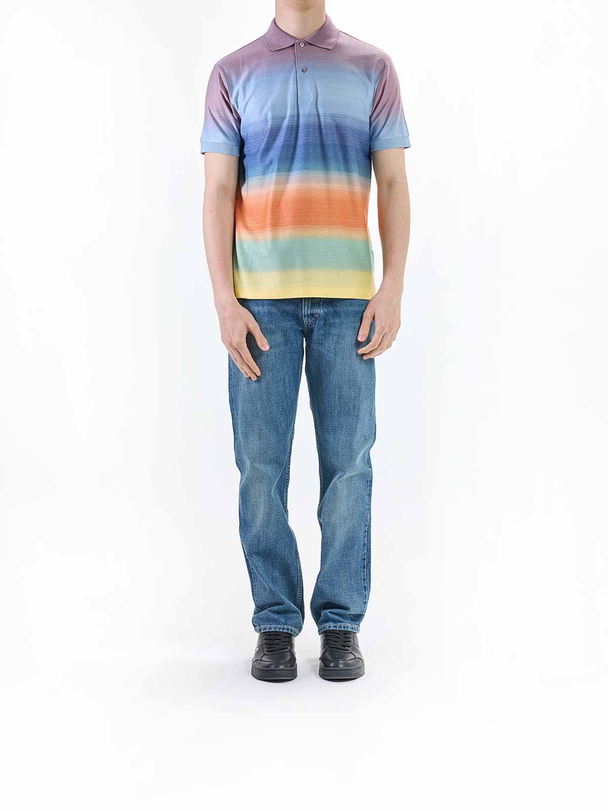 Paul Smith Multicolor Smith Stripe Cotton Polo In Multi