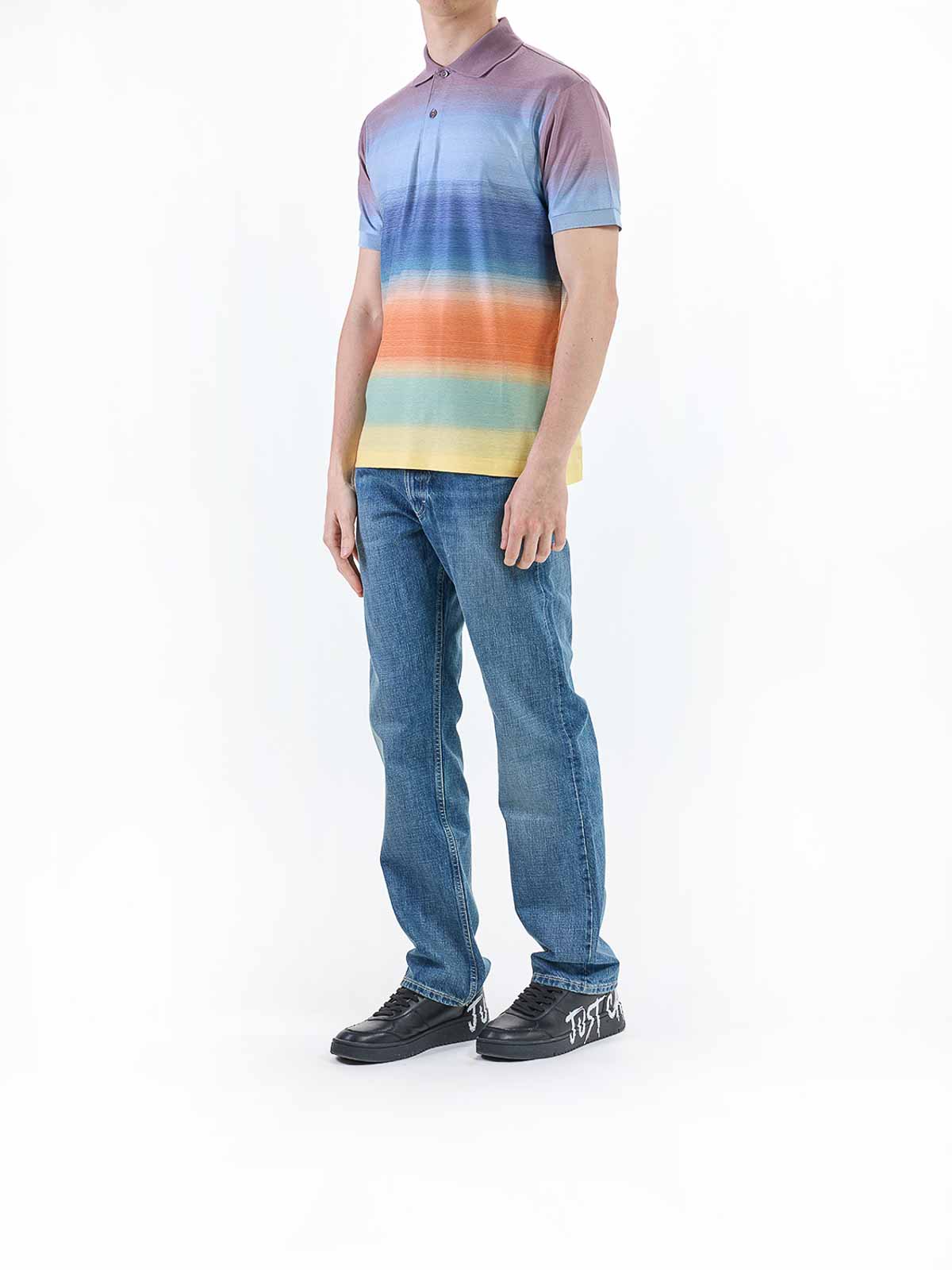 Paul Smith Multicolor Smith Stripe Cotton Polo In Multi