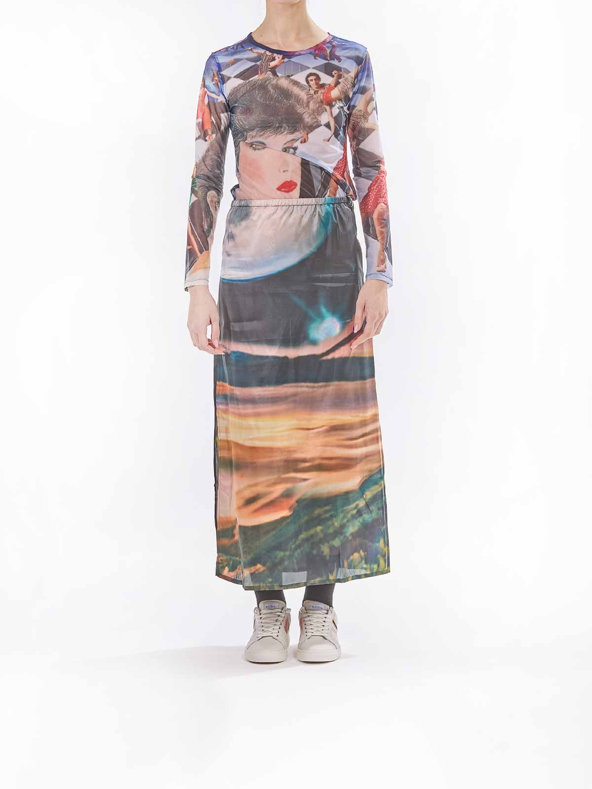 Sunnei Long Skirt Annemarie In Gray