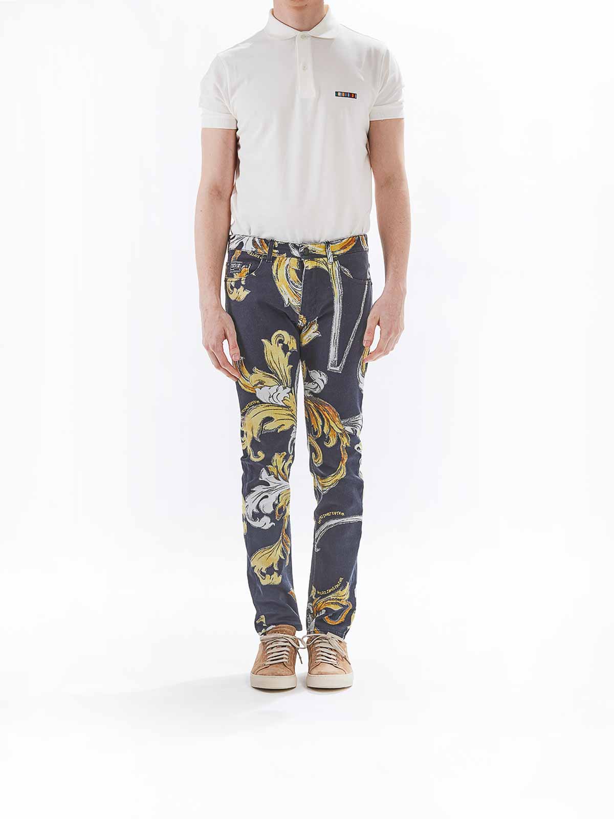 Versace Jeans Slim Jeans Baroque In Black