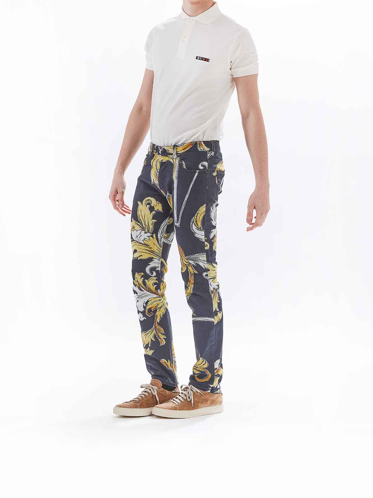 Versace Jeans Slim Jeans Baroque In Black