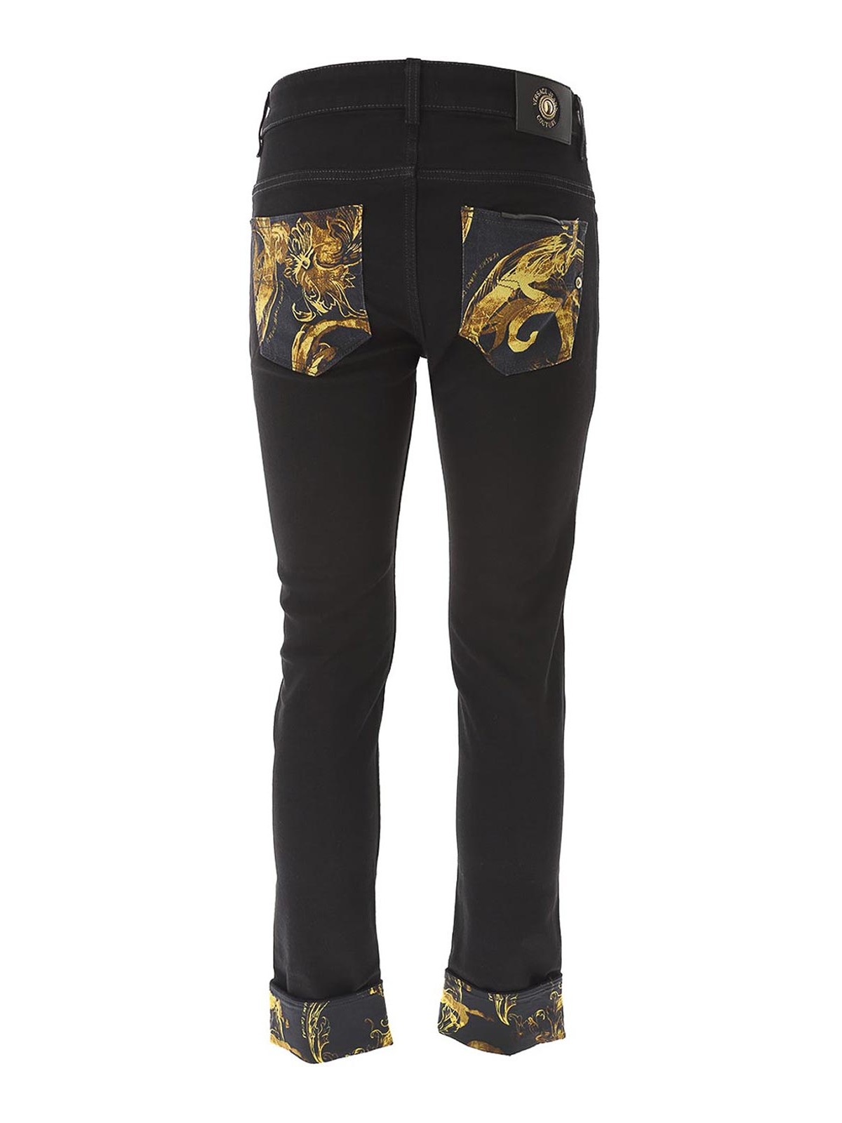Versace Jeans Baroque Lapel Jeans In Black