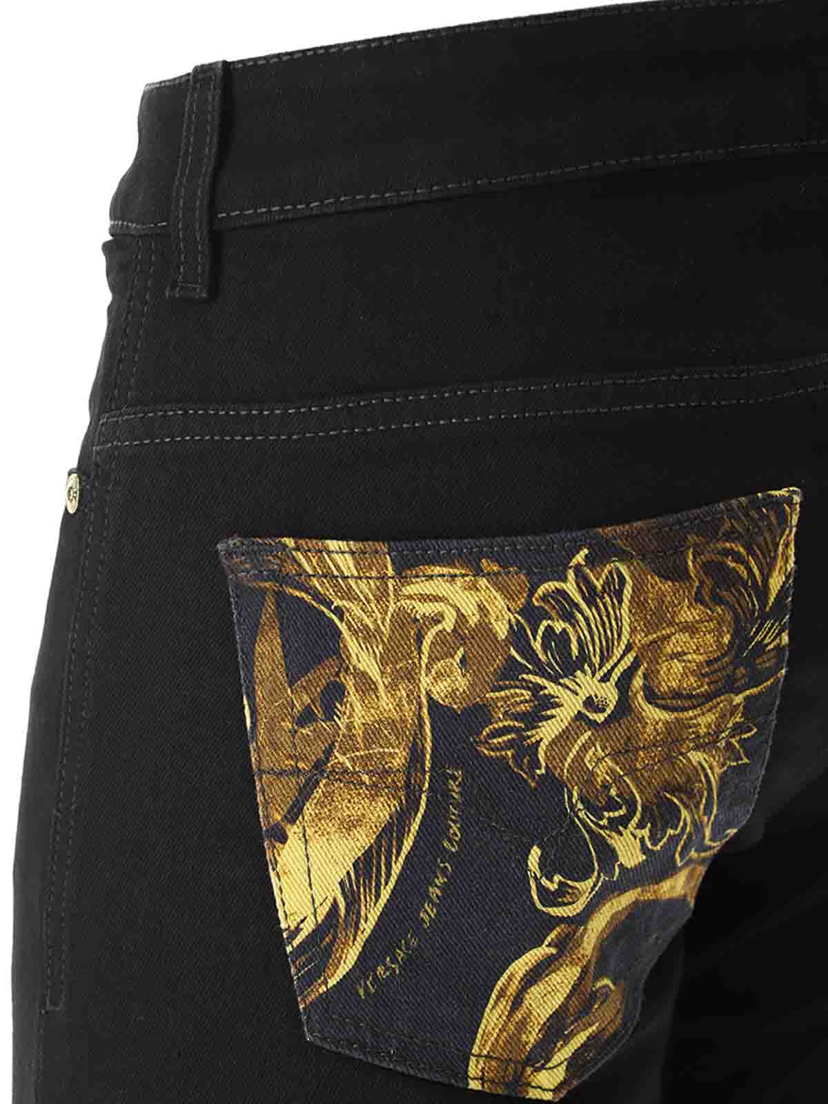 Versace Jeans Baroque Lapel Jeans In Black