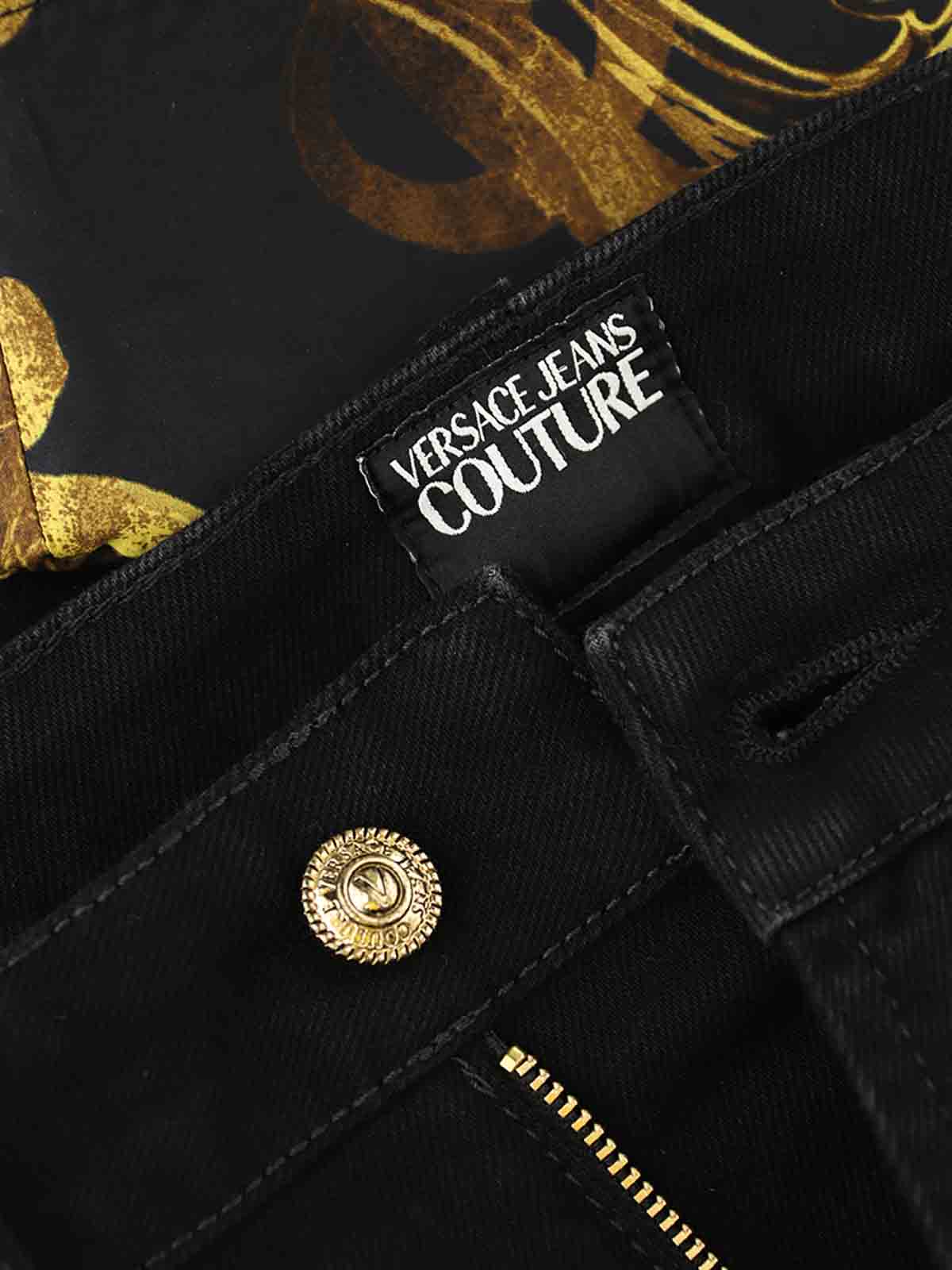Versace Jeans Baroque Lapel Jeans In Black