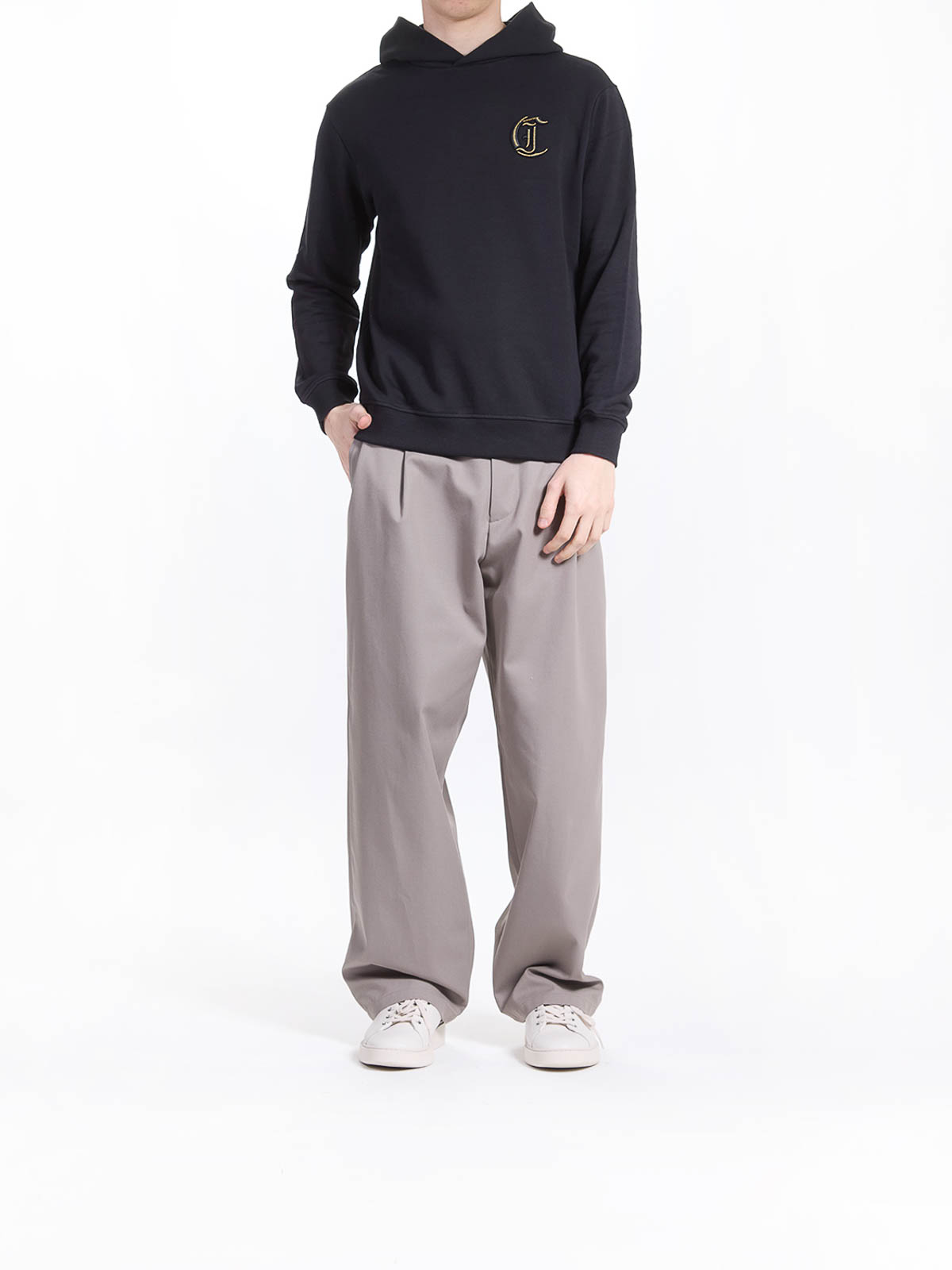 Just Cavalli Jc Embroidery Lurex Sweatshirt In Black