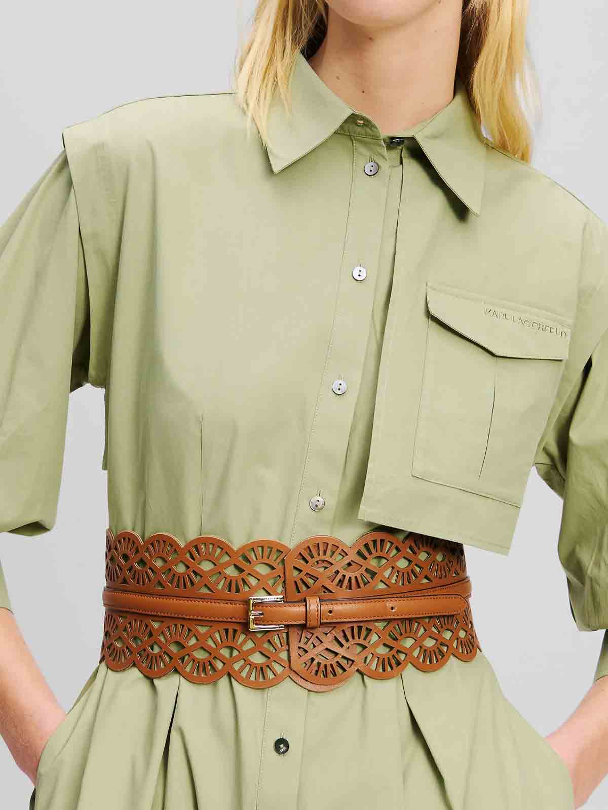Karl Lagerfeld K/Essential Fan Wide Belt - Brown|A2W330371UR display picture 2
