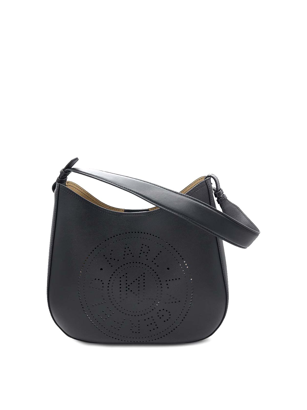 Karl Lagerfeld K/circle Hobo Bag Perforated In Black