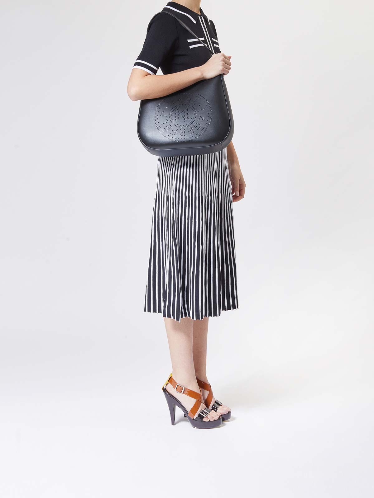 Karl Lagerfeld K/circle Hobo Bag Perforated In Black