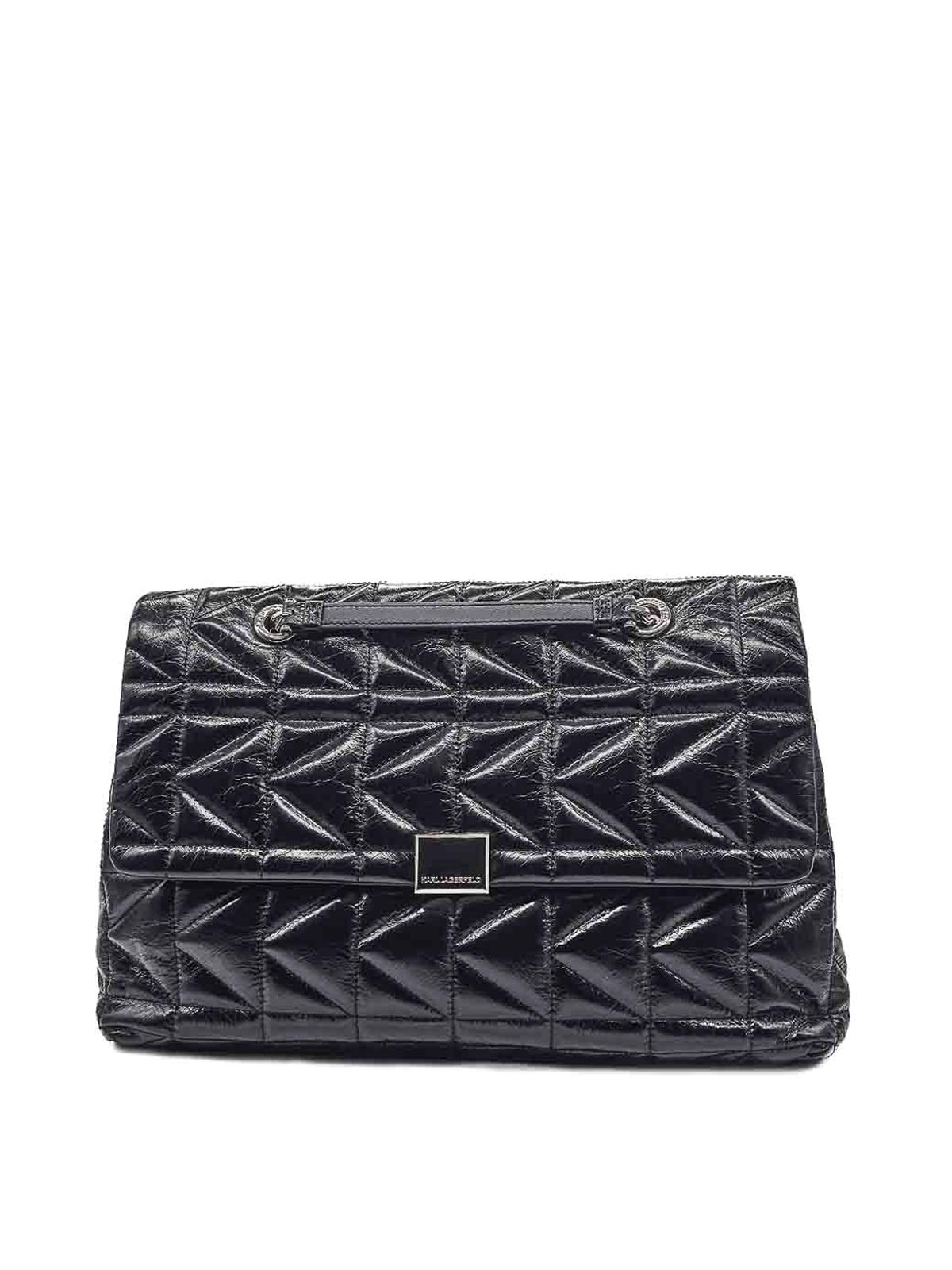 Karl Lagerfeld K/kuilt Sp Wrinkle Large Shoulderbag In Black