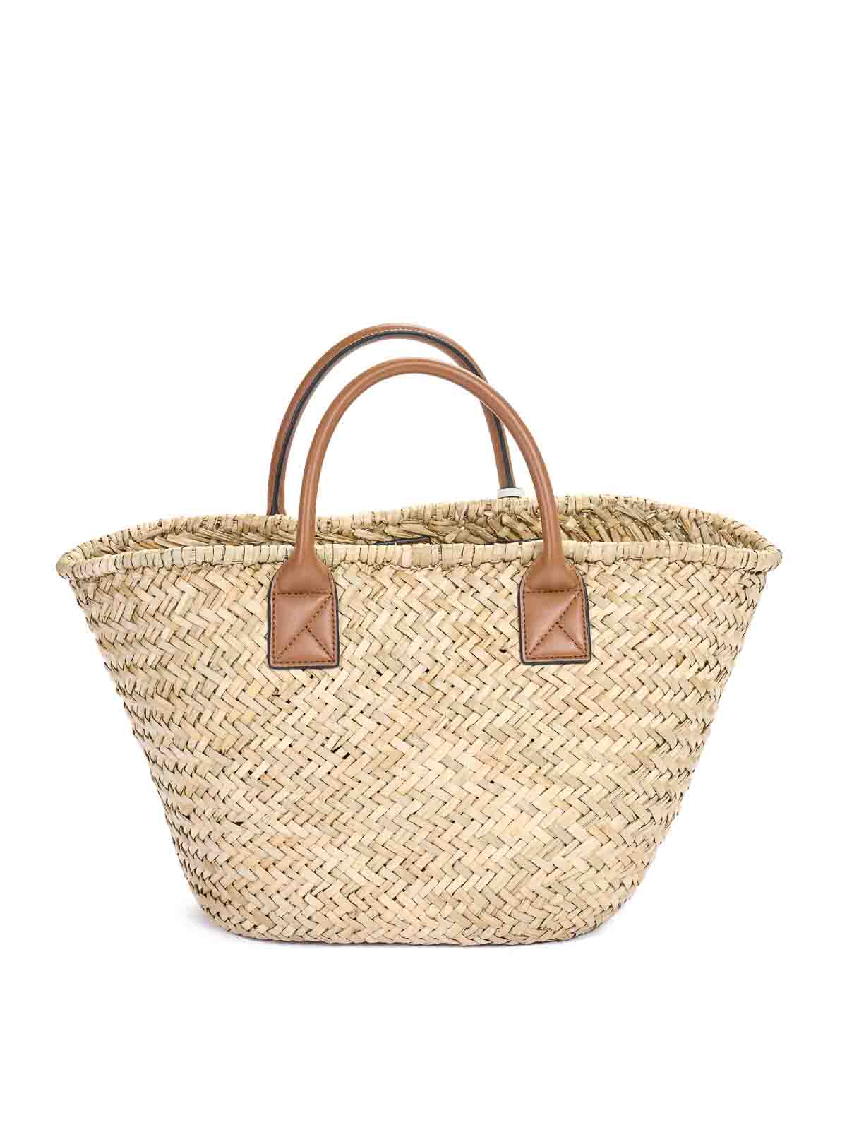 Karl Lagerfeld K/signature Raffia Medium Basket In Sand