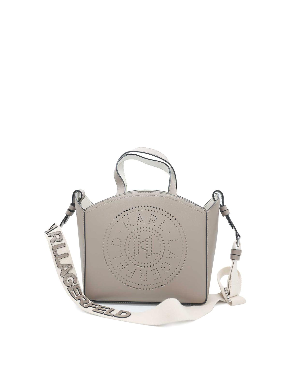 Karl Lagerfeld K/circle Small Tote Perforated In Gray
