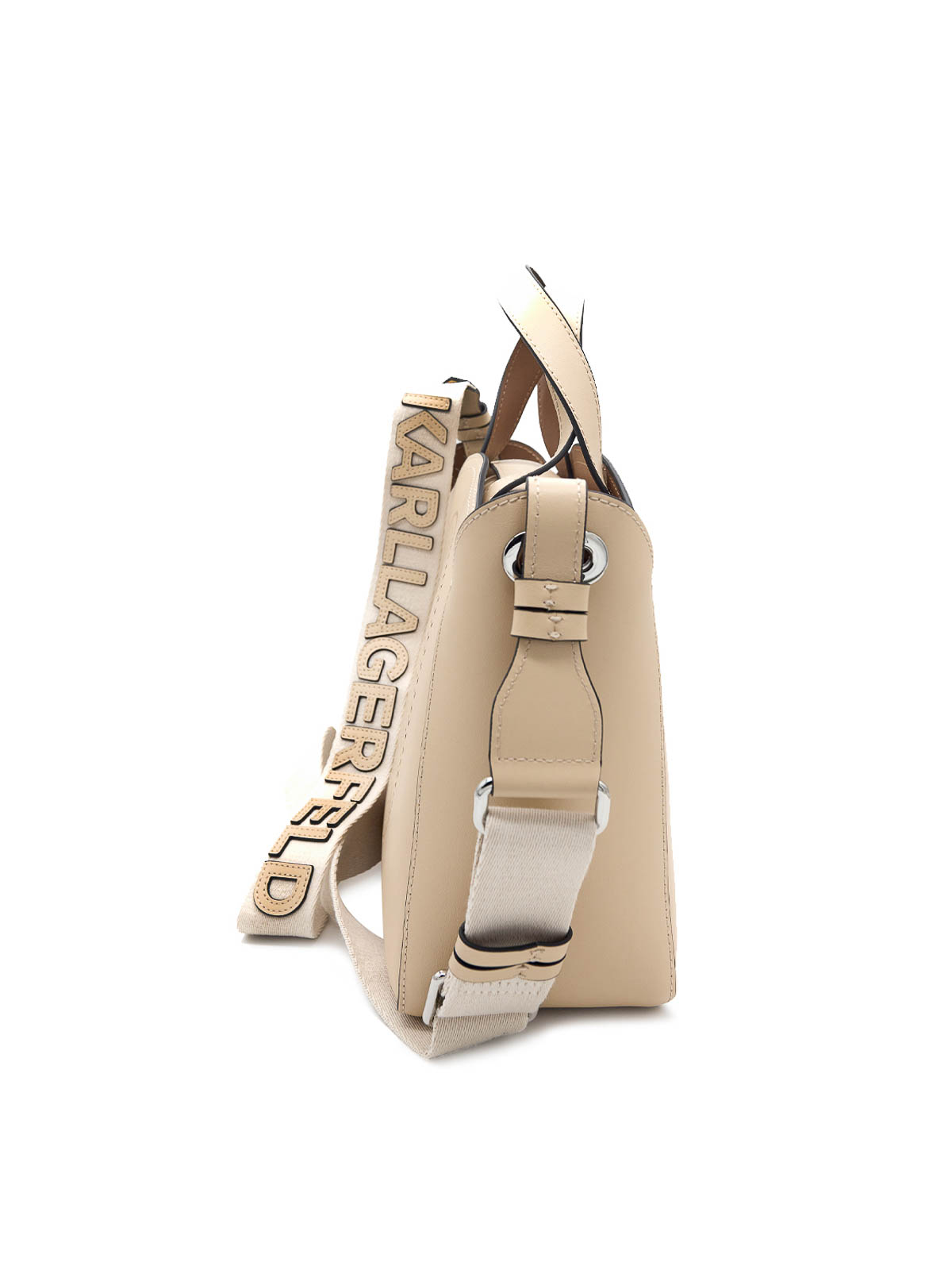 Karl Lagerfeld K/circle Small Tote Perforated In Sand