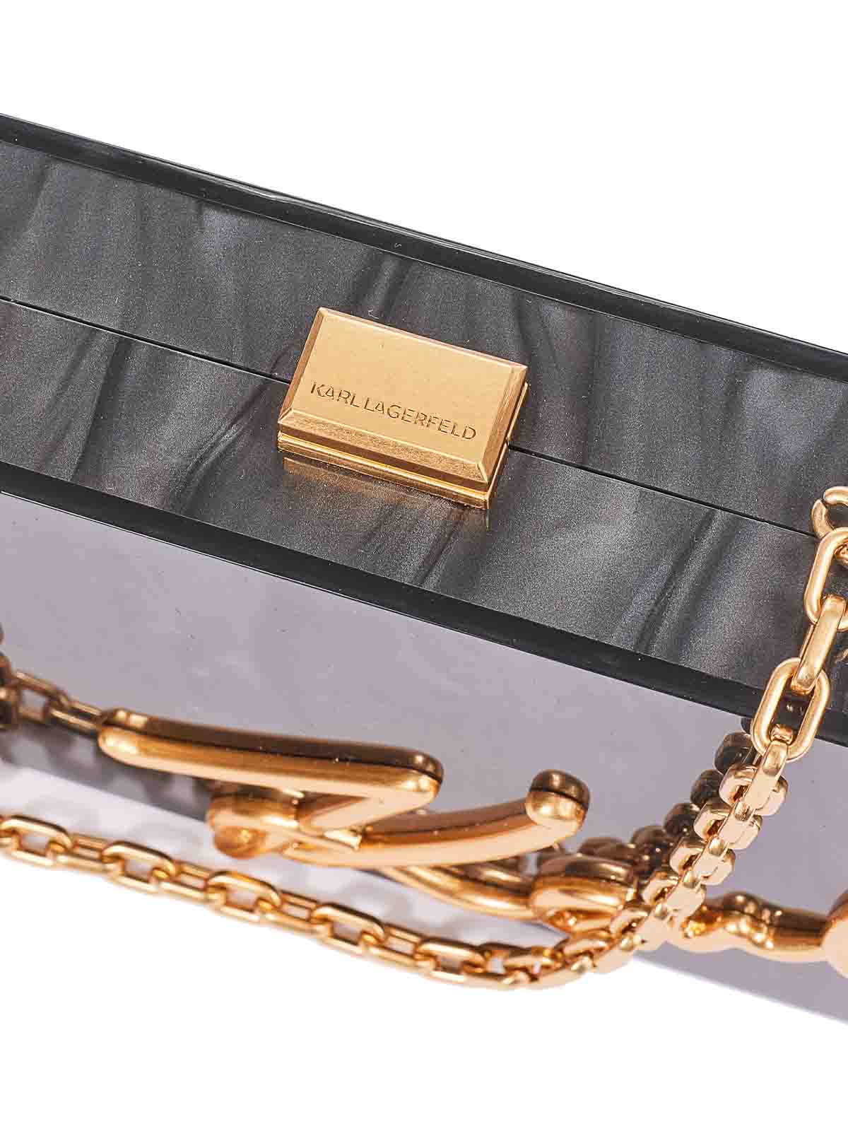 KARL LAGERFELD A1W320451RI 関税送料込 KARL LAGERFELD PARIS Women Black/White Logo Bag (Leather