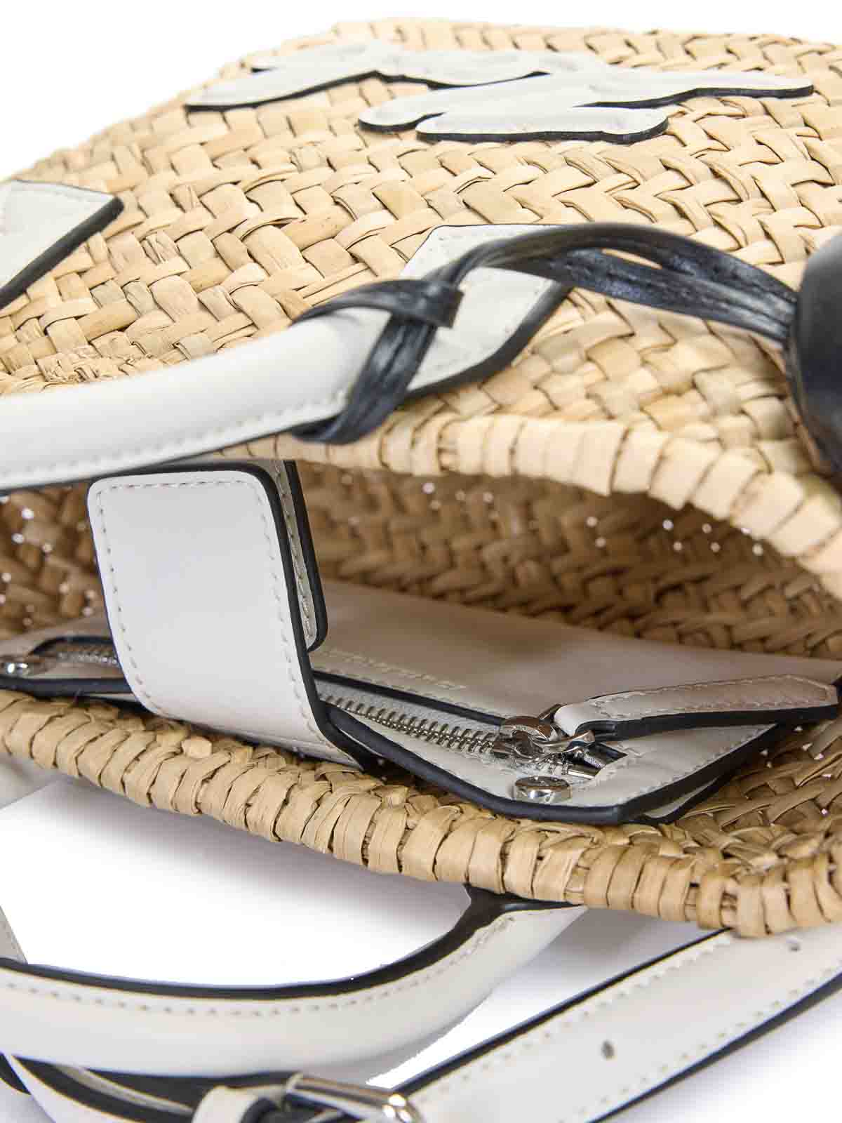 Karl Lagerfeld K/signature Raffia Small Basket In Sand