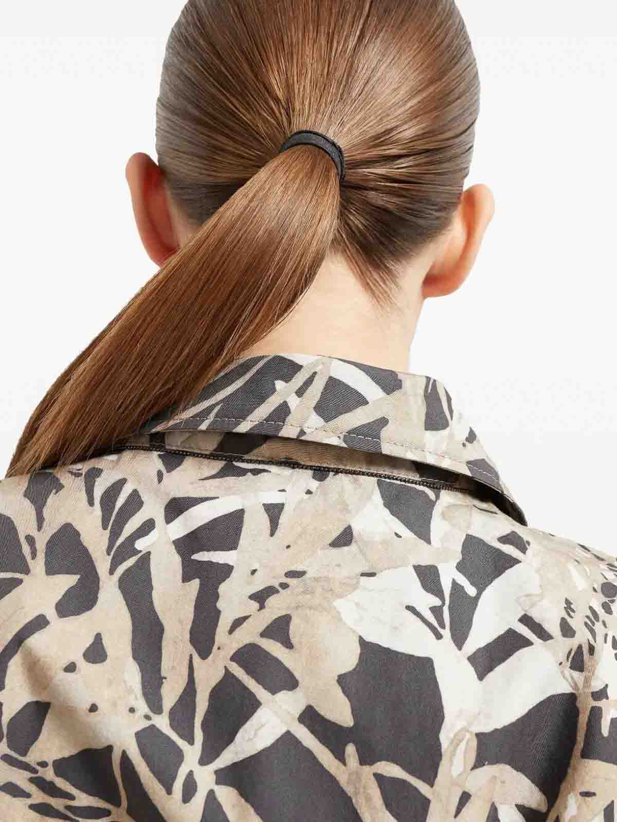 Brunello Cucinelli Herbarium Print Mini Chemisier Dress In Black
