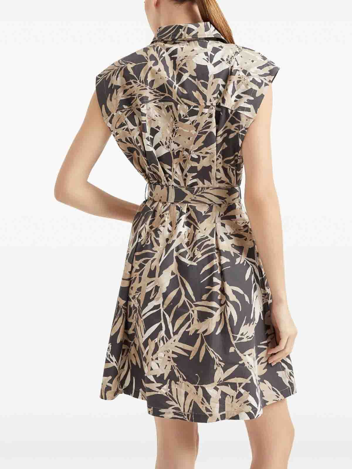 Brunello Cucinelli Herbarium Print Mini Chemisier Dress In Black
