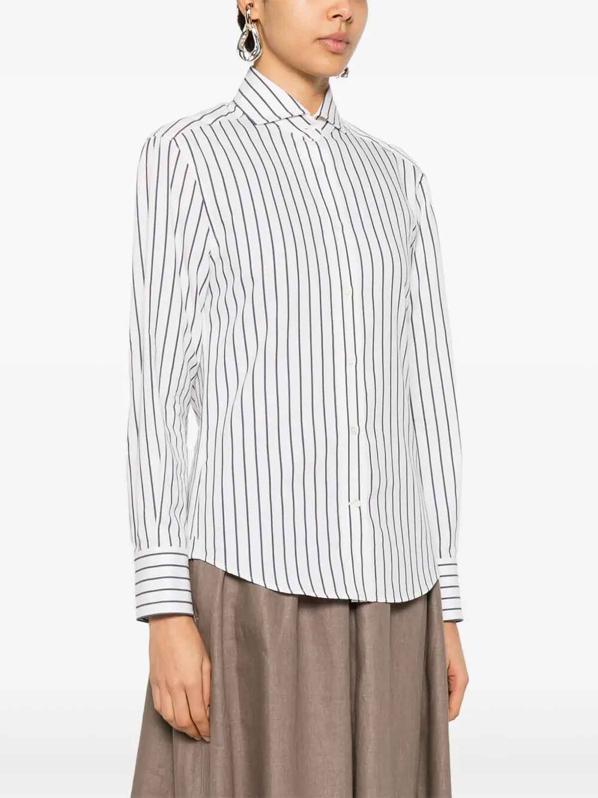 Brunello Cucinelli Gestreiftes Hemd In White