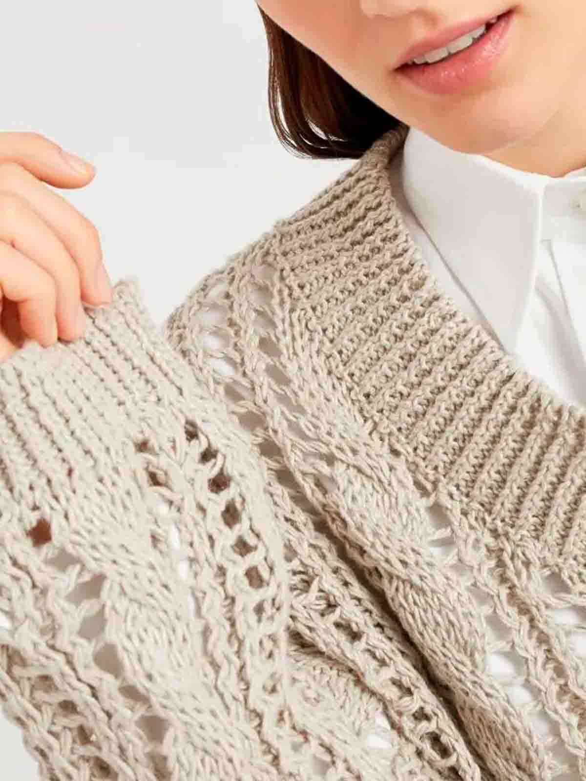Brunello Cucinelli Cable And Mesh Sweater In Gray