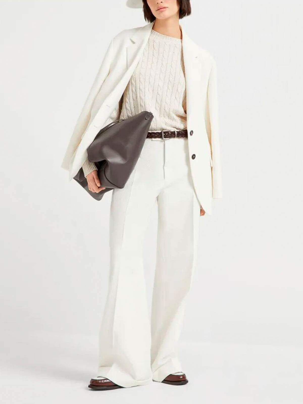 Brunello Cucinelli Loose Flared Pants In White