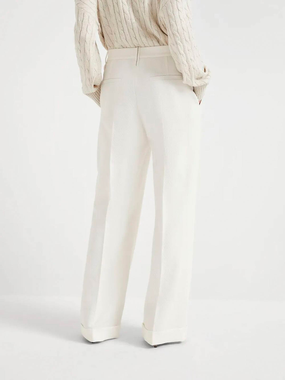Brunello Cucinelli Loose Flared Pants In White