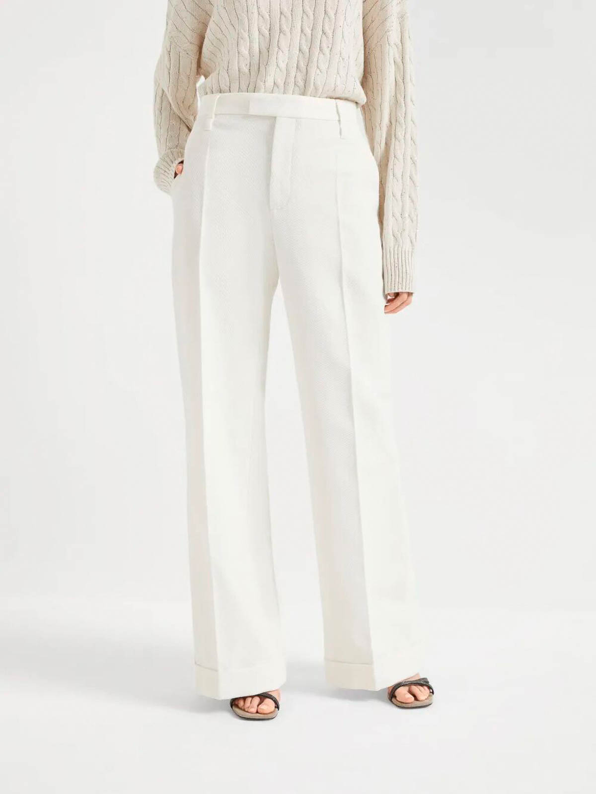 Brunello Cucinelli Loose Flared Pants In White