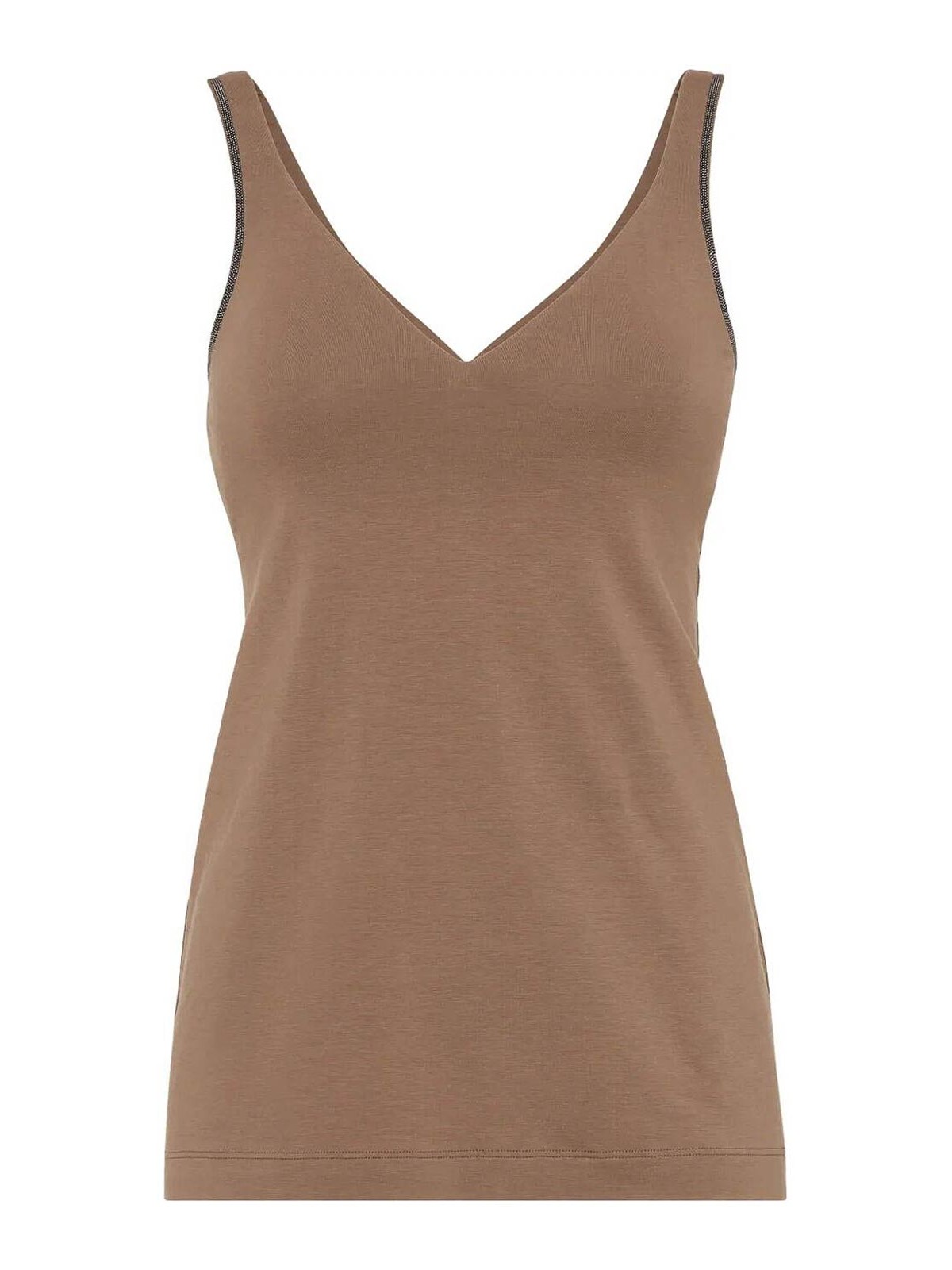 Brunello Cucinelli Jersey Top In Brown