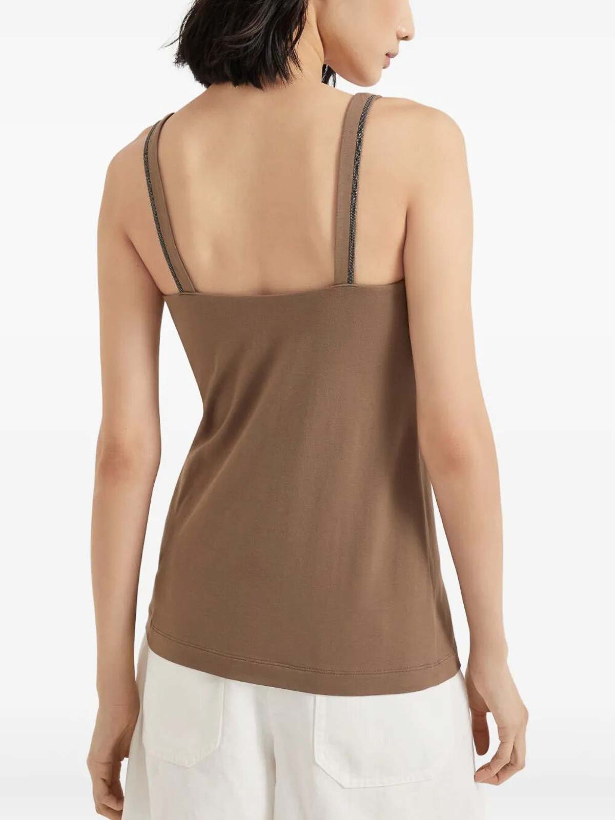 Brunello Cucinelli Jersey Top In Brown