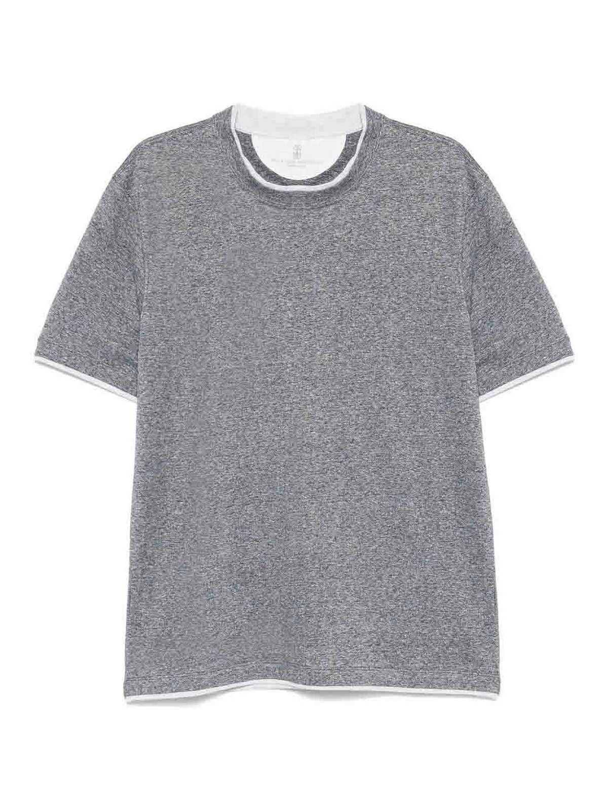 Brunello Cucinelli T-shirt With Faux-layering In Blue