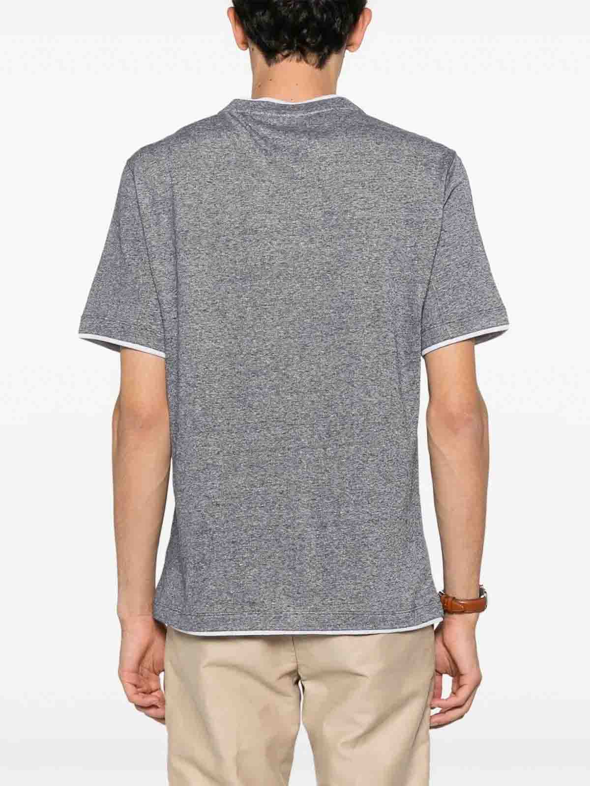 Brunello Cucinelli T-shirt With Faux-layering In Blue