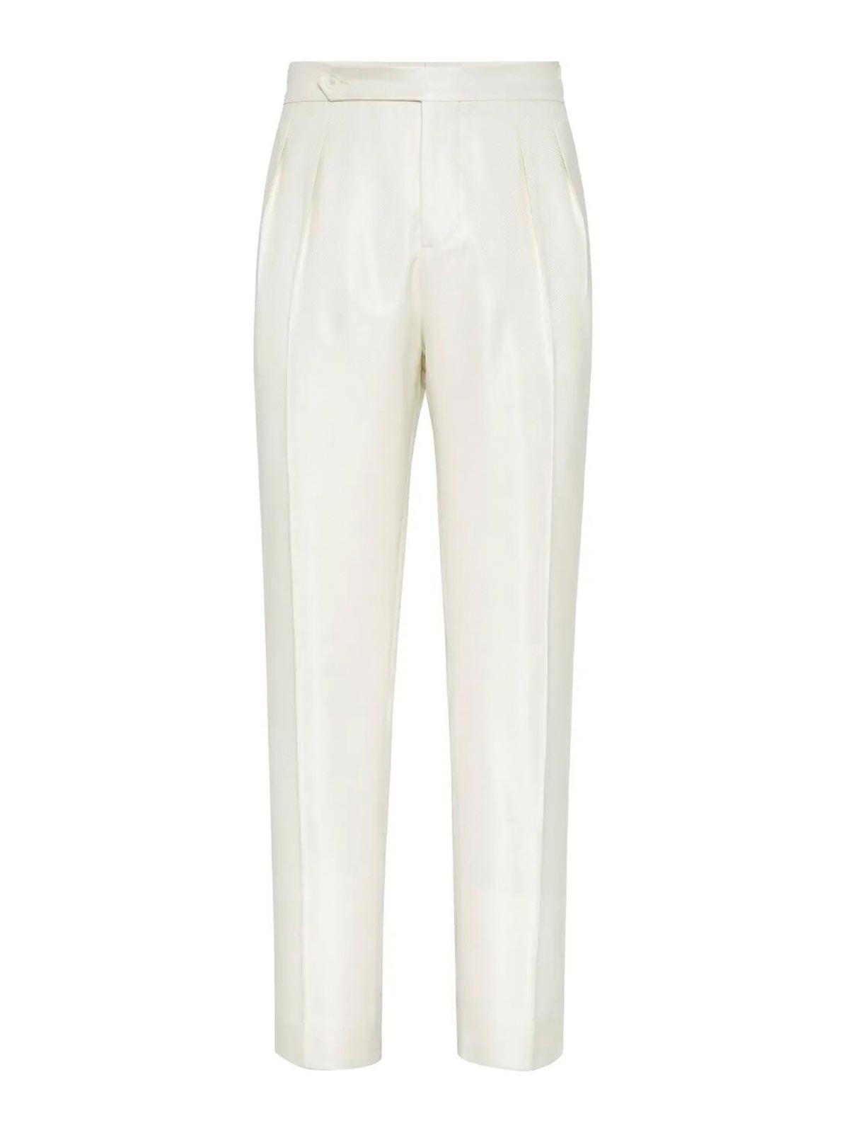 Brunello Cucinelli Tuxedo Pants In White