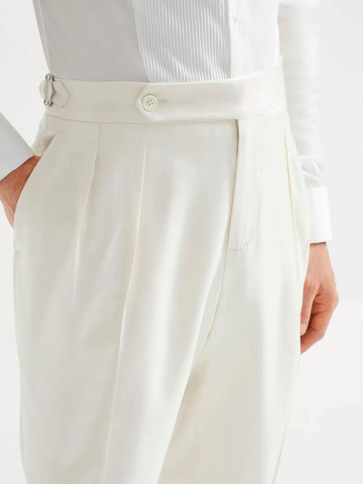 Brunello Cucinelli Tuxedo Pants In White