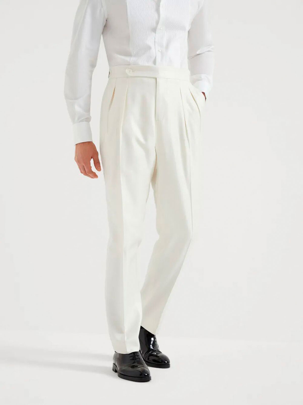 Brunello Cucinelli Tuxedo Pants In White