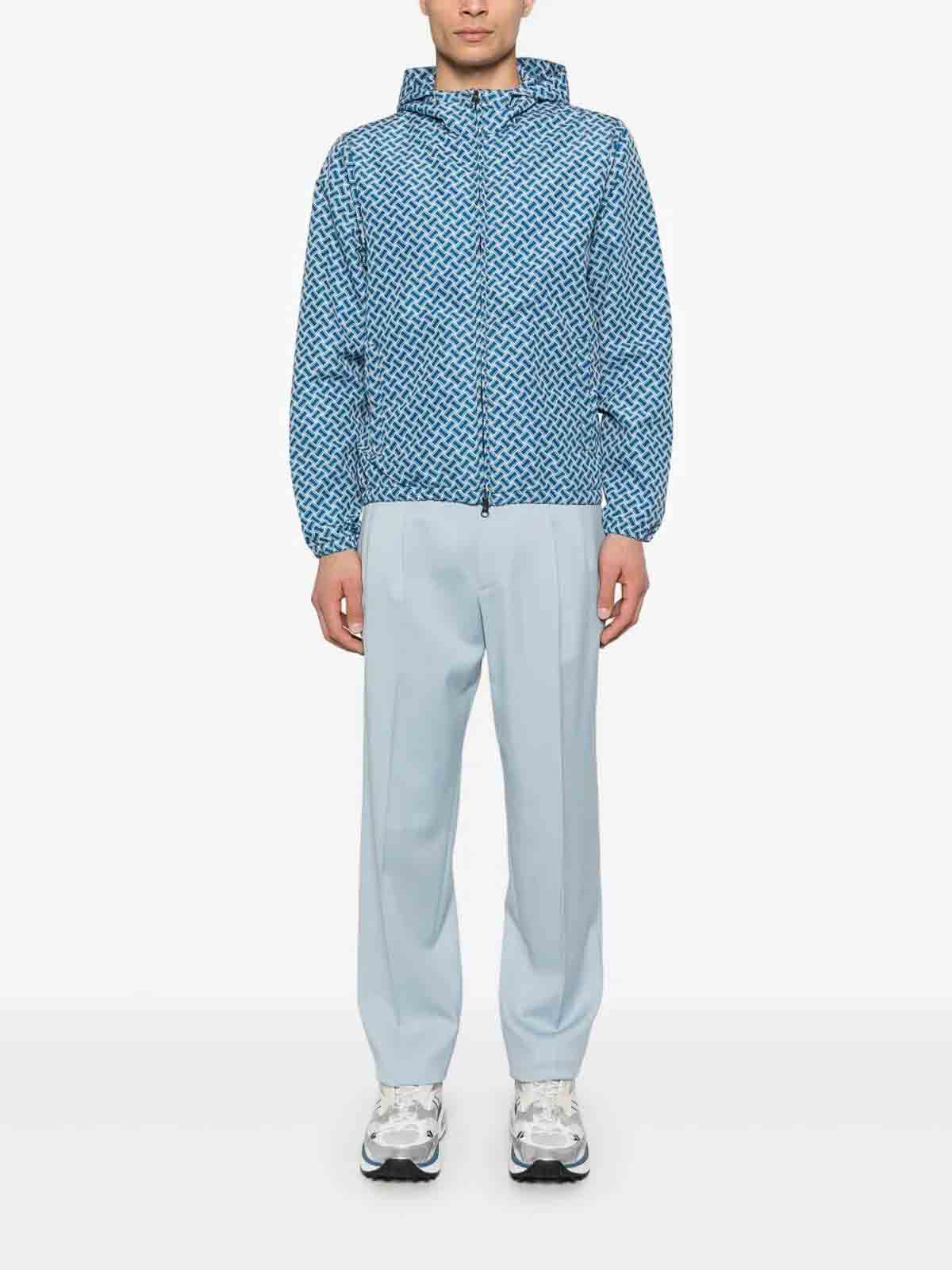 Drumohr Geometric Pattern Lightweight Jacket In Blue