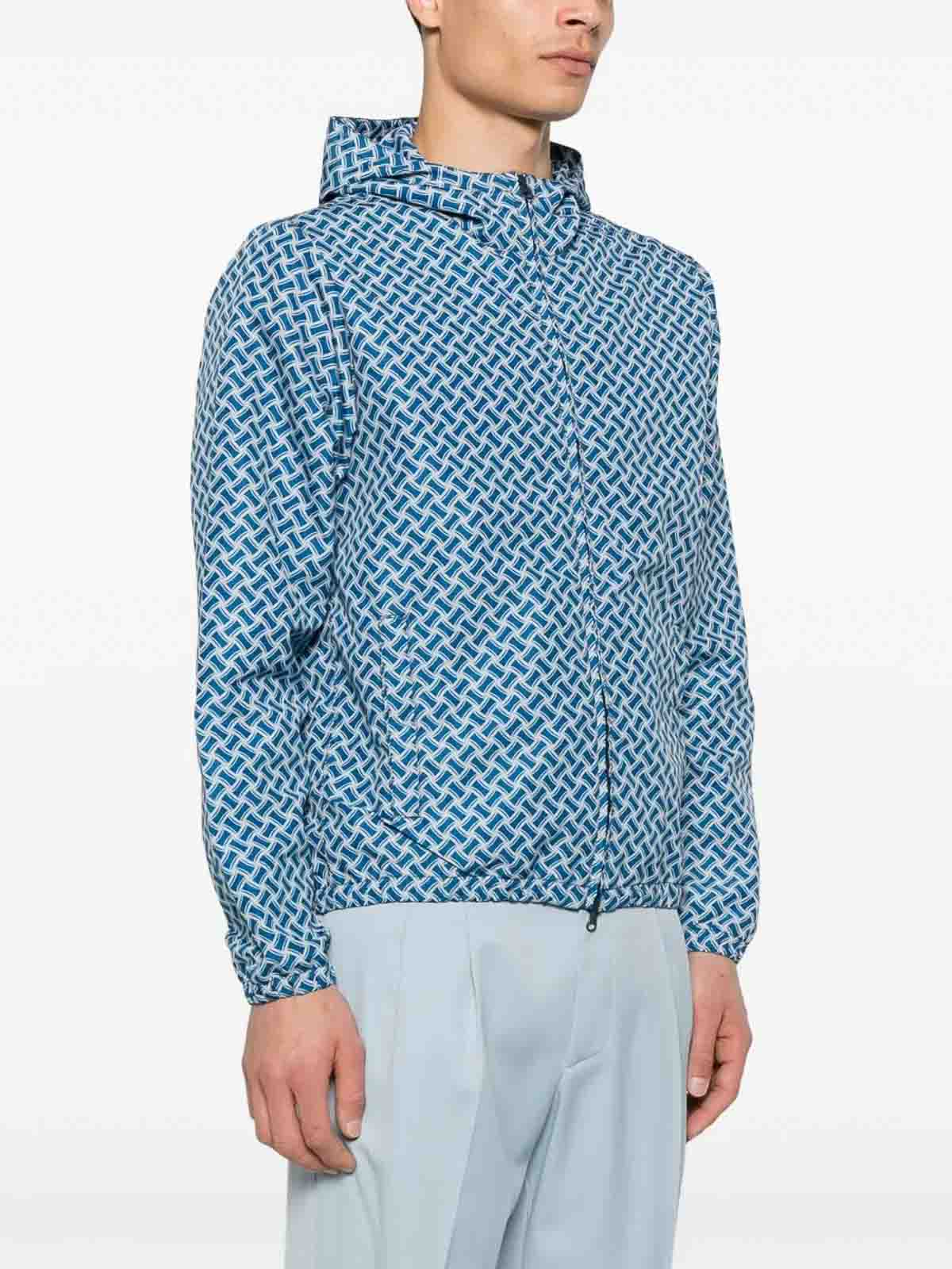 Drumohr Geometric Pattern Lightweight Jacket In Blue