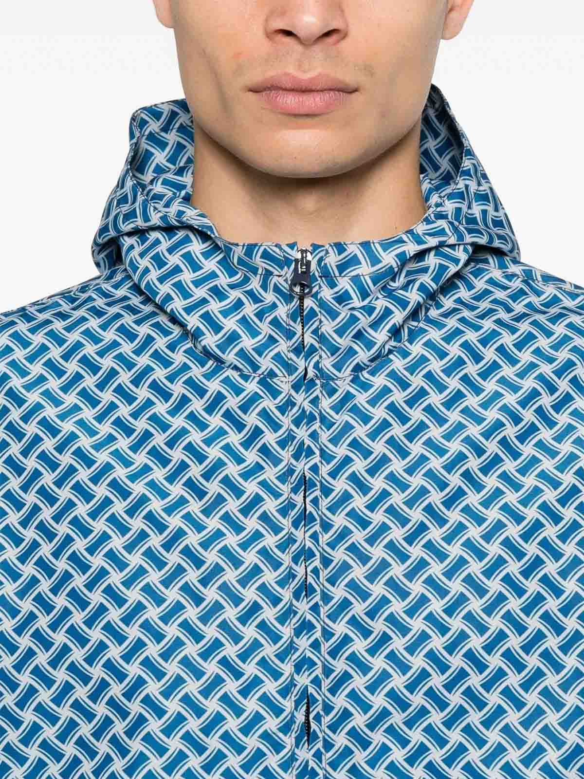Drumohr Geometric Pattern Lightweight Jacket In Blue