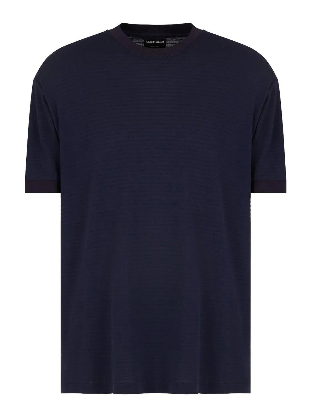 Giorgio Armani Classic Black T-shirt With Textured Finish In Blue
