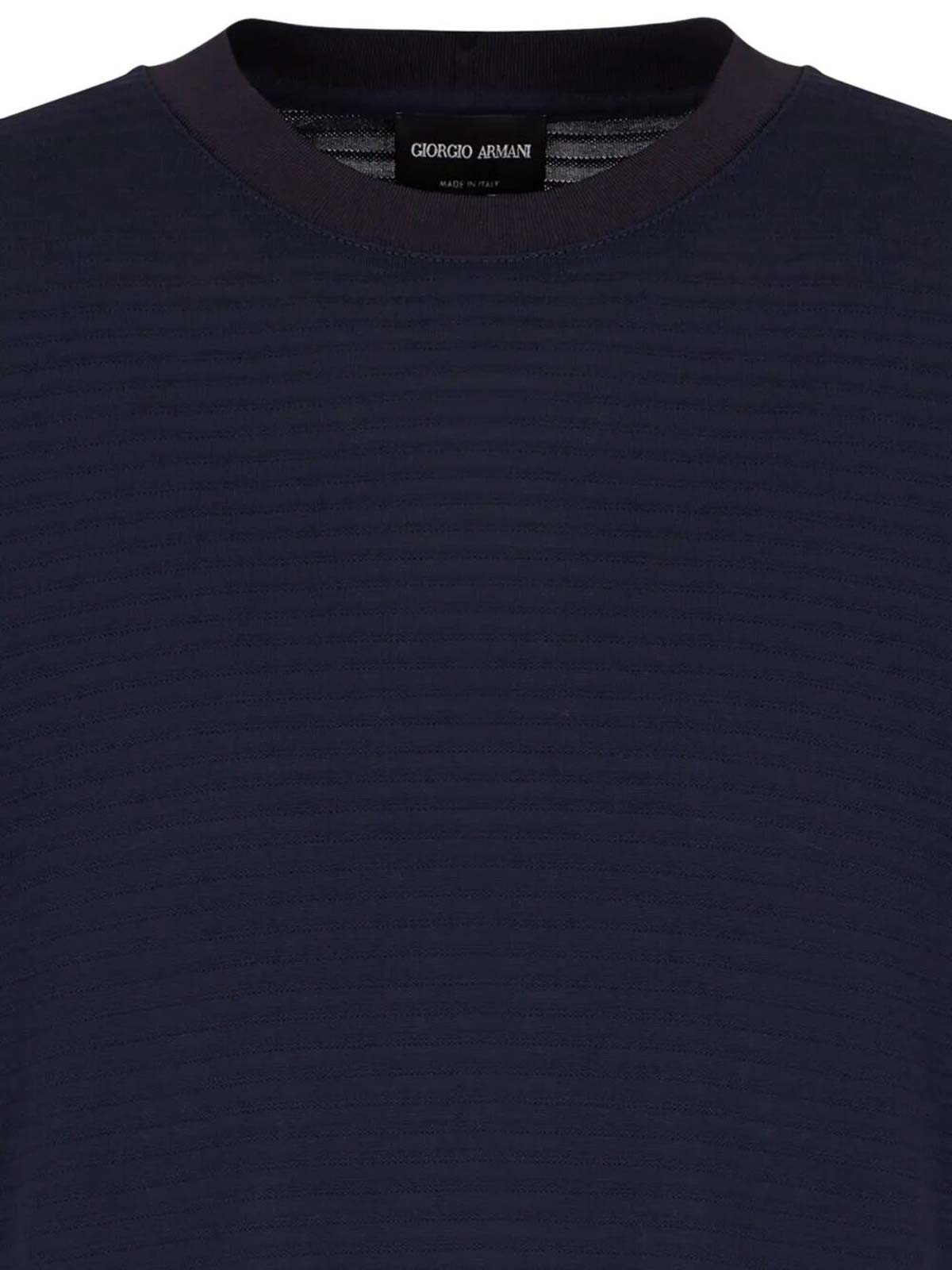 Giorgio Armani Classic Black T-shirt With Textured Finish In Blue