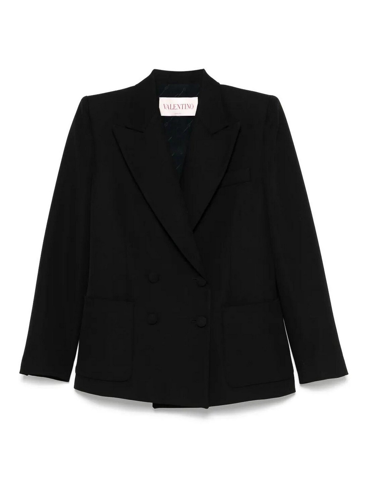 Valentino Double-breasted Tailored Jacket With Structured Shoulders In Black