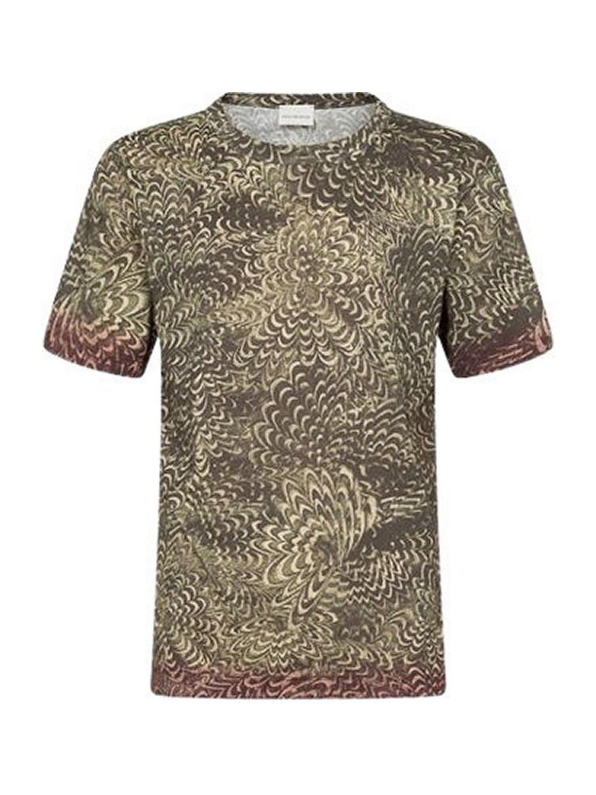 Dries Van Noten Printed Cotton Tee In Brown