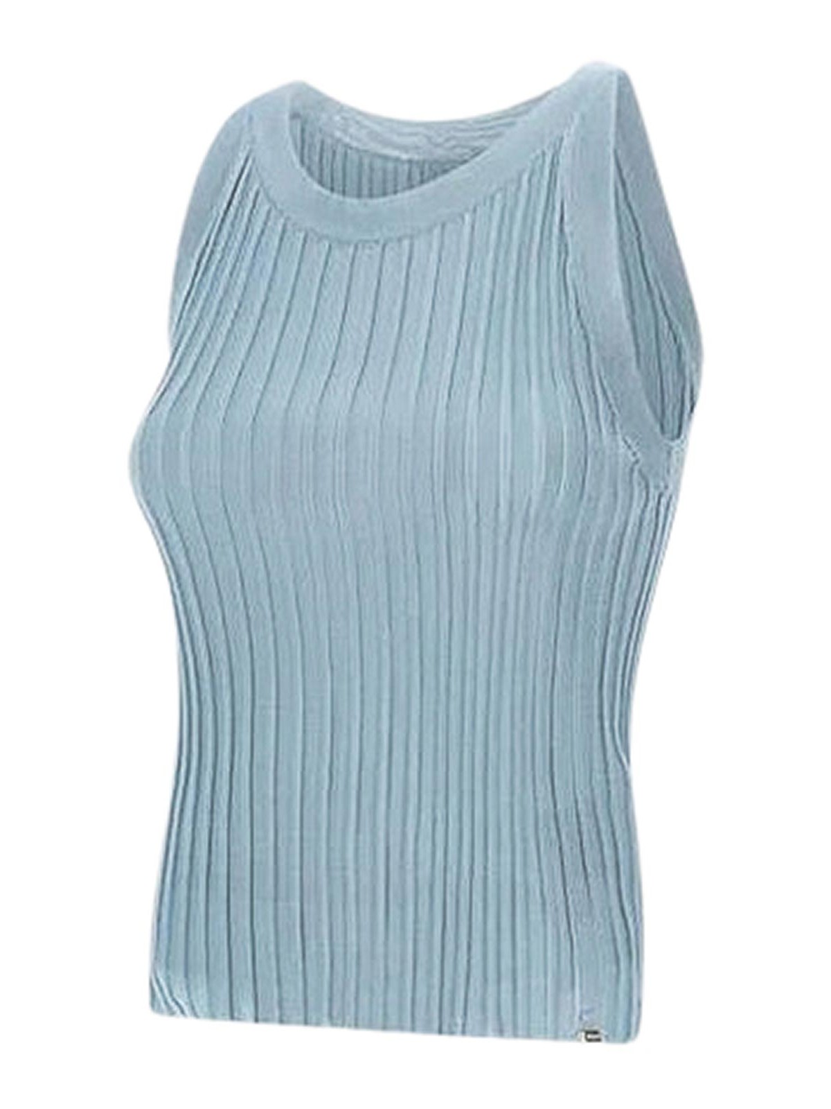 Herno Tank Top In Shiny Viscose Rib In Blue