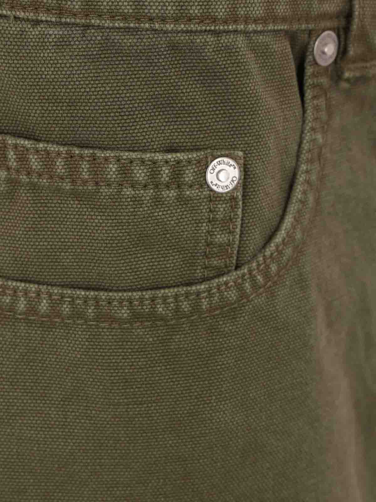 Off-white Relaxed Carpenter Style Trousers In Green