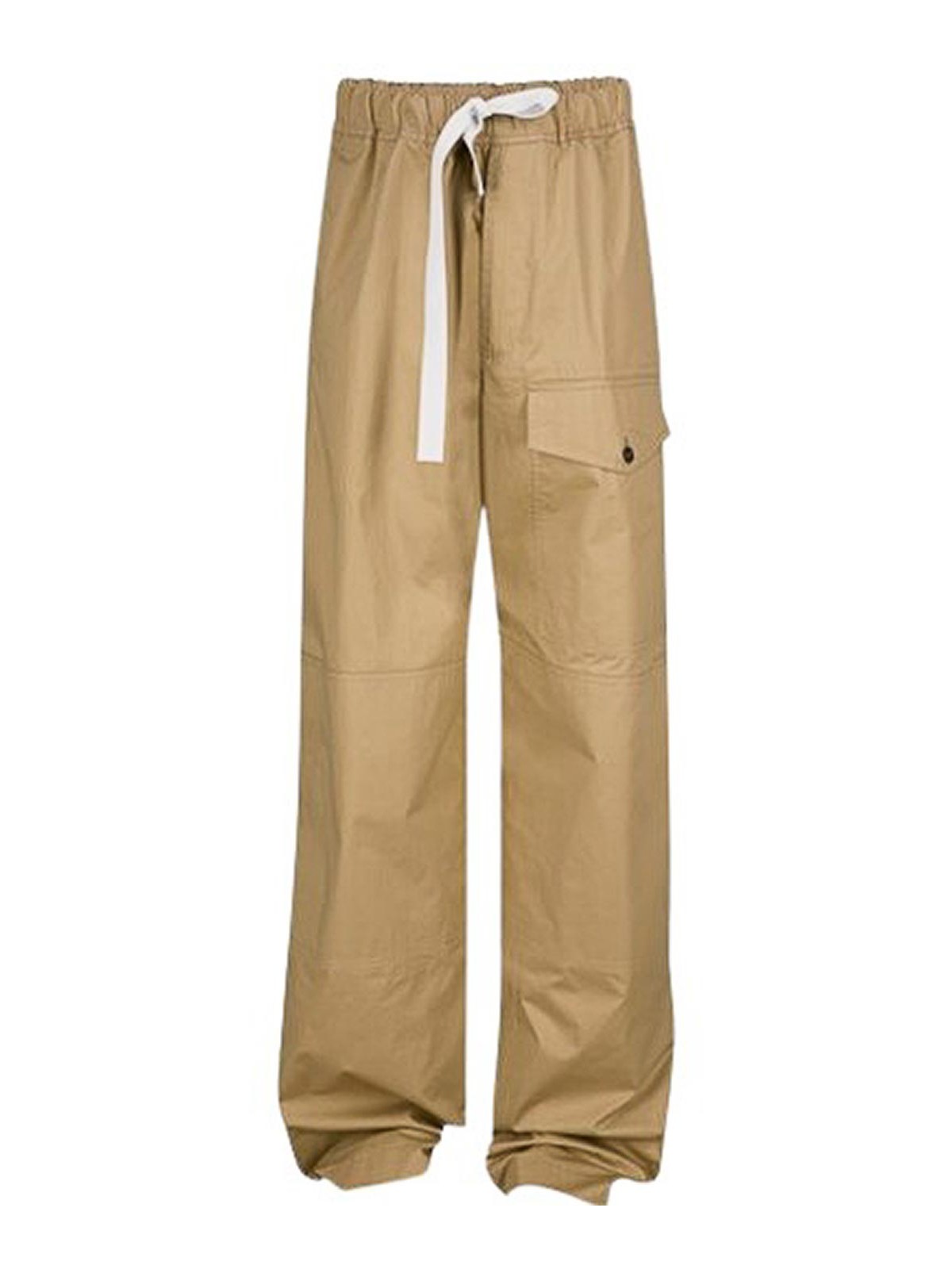 Dries Van Noten Cotton With Drawstring Trousers Beige In Nude