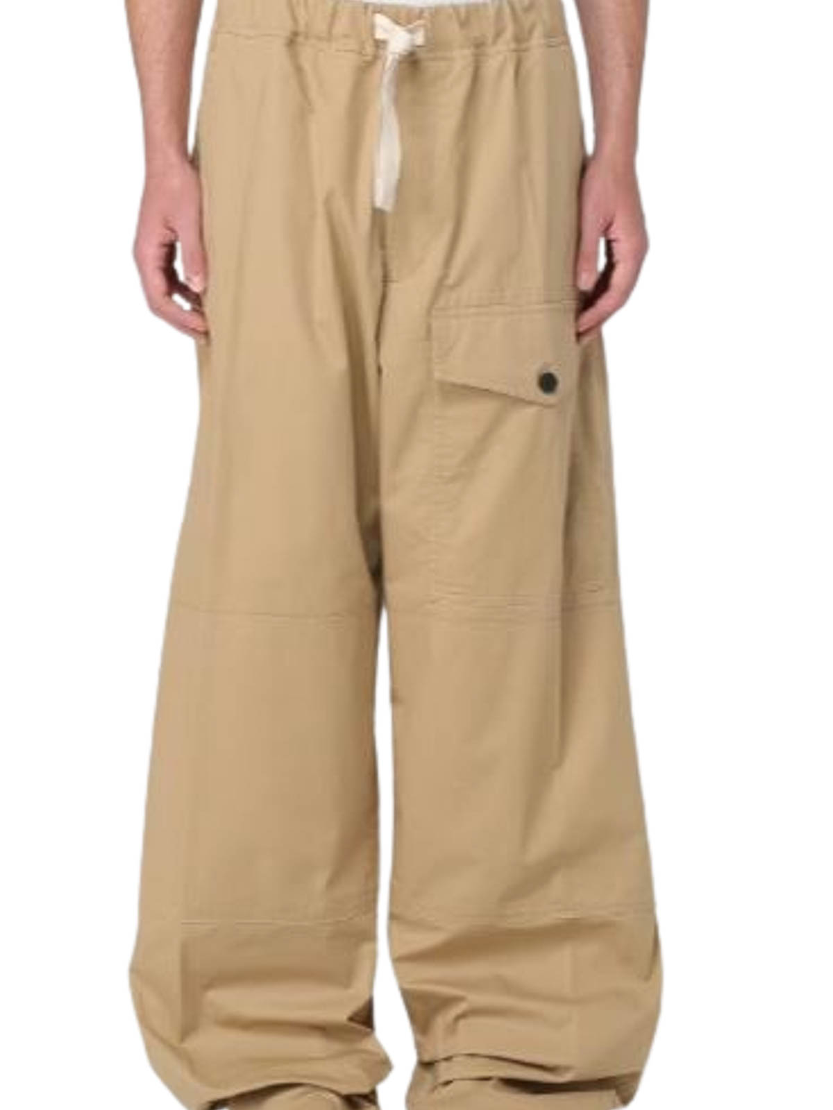 Dries Van Noten Cotton With Drawstring Trousers Beige In Nude