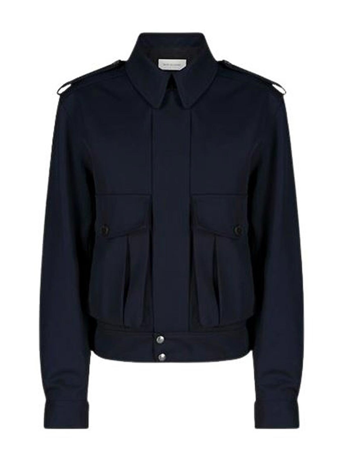 Dries Van Noten Men's Blue Wool Gabardine Jacket In Black