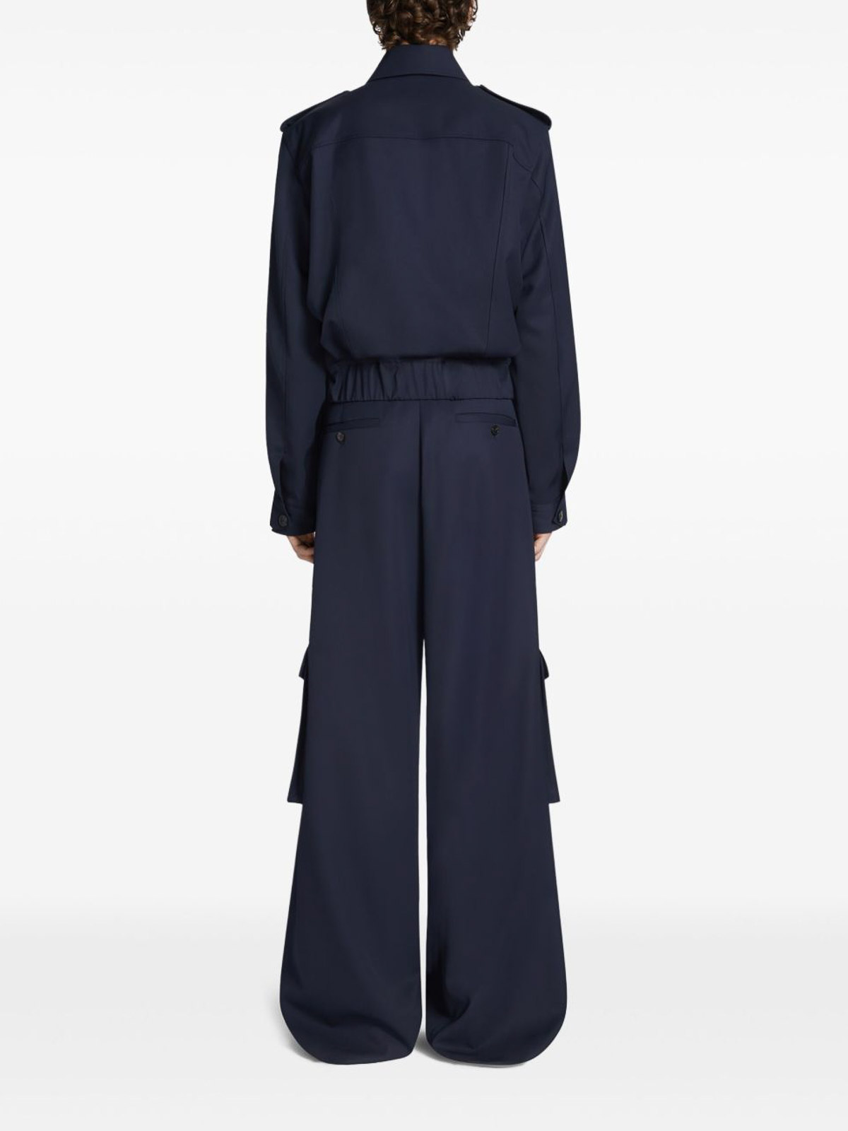 Dries Van Noten Men's Blue Wool Gabardine Jacket In Black
