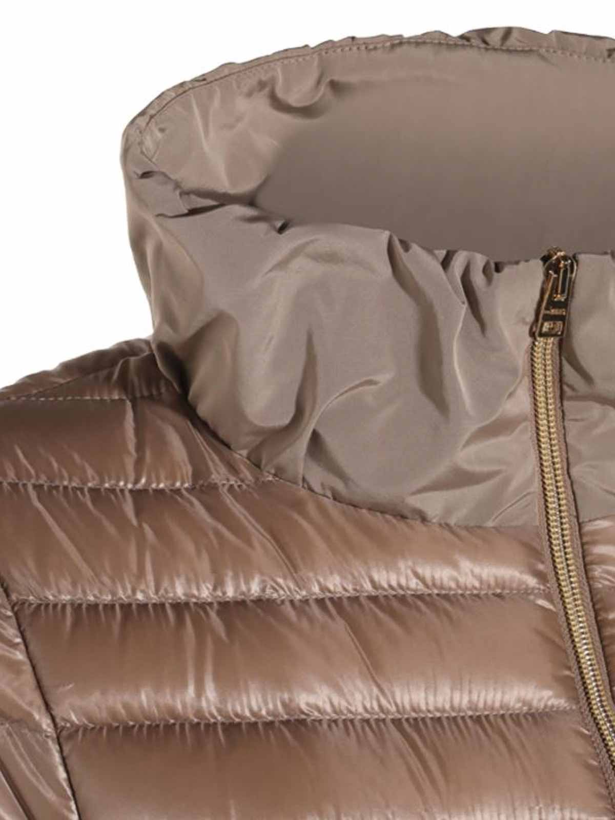 Herno Padded Jackets With Hood And Elastic Cuffs In Brown