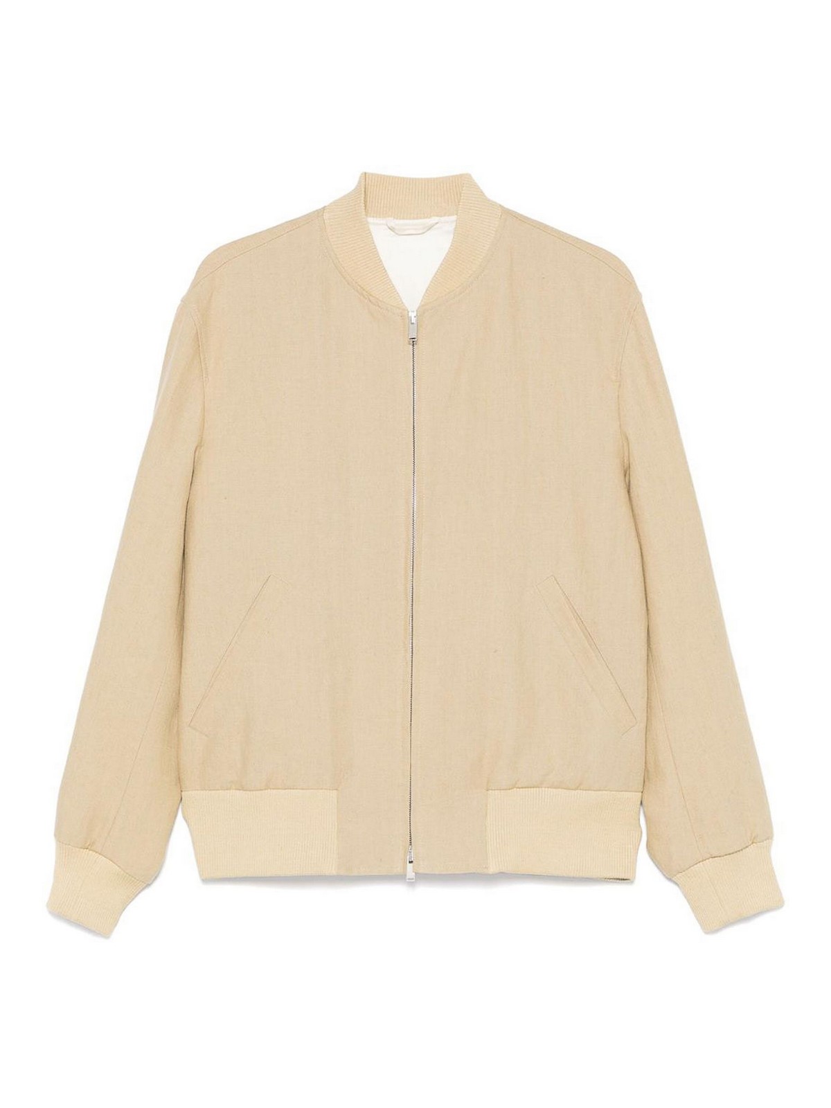 Lardini Ribbed Collar Jacket Side Pockets In Brown