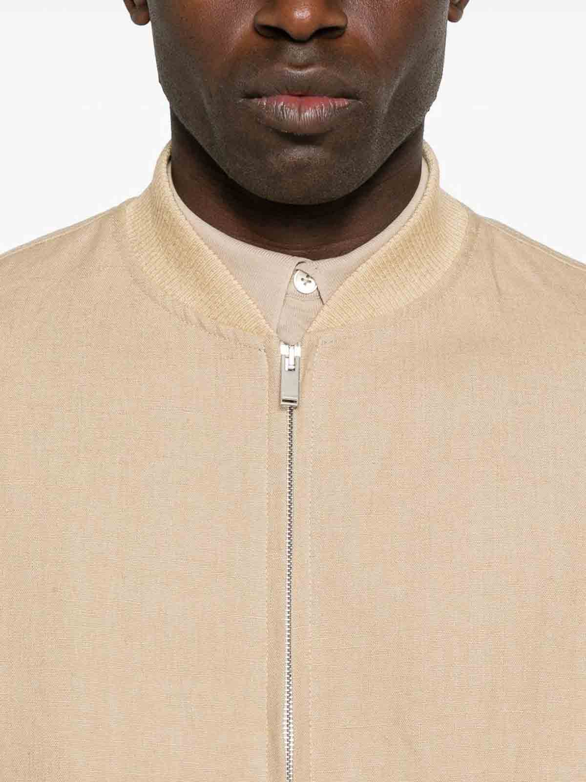Lardini Ribbed Collar Jacket Side Pockets In Brown