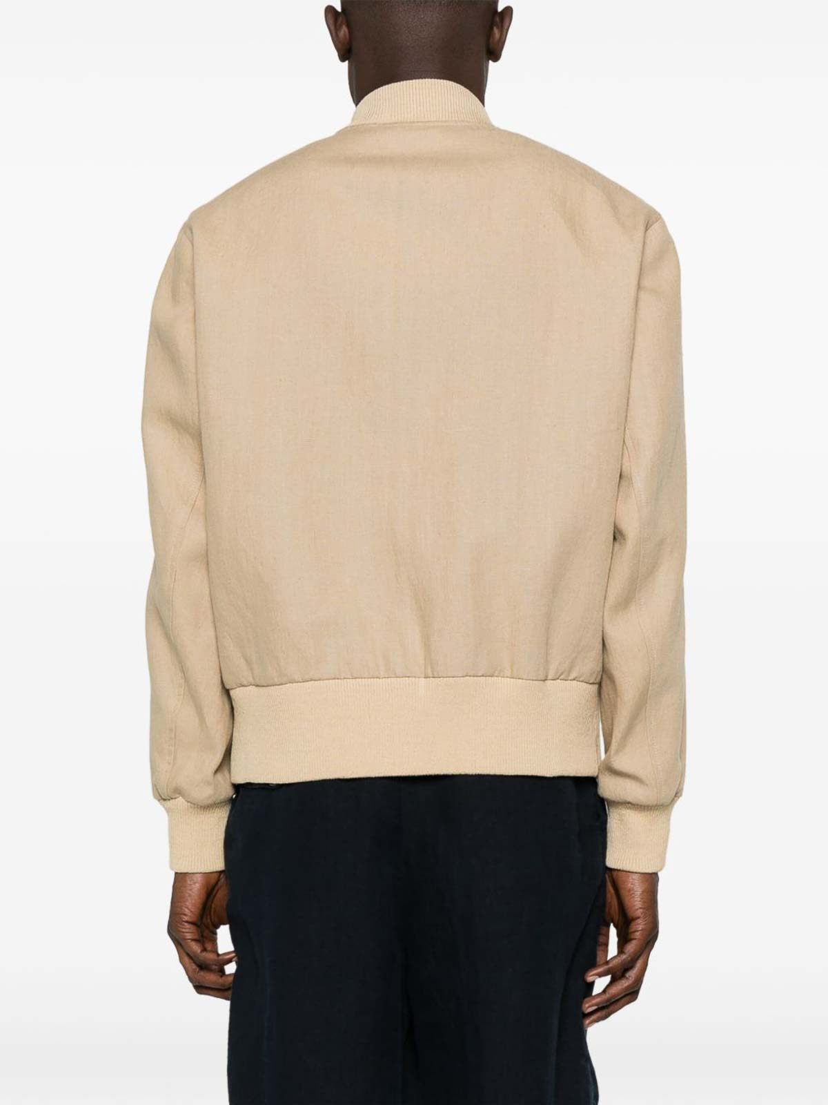 Lardini Ribbed Collar Jacket Side Pockets In Brown