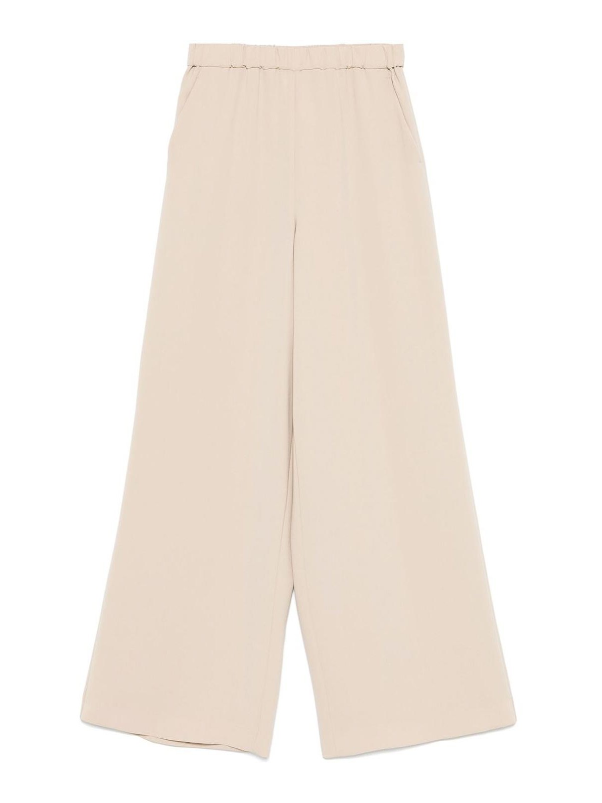 Max Mara Wool Wide Leg Trousers In Nude